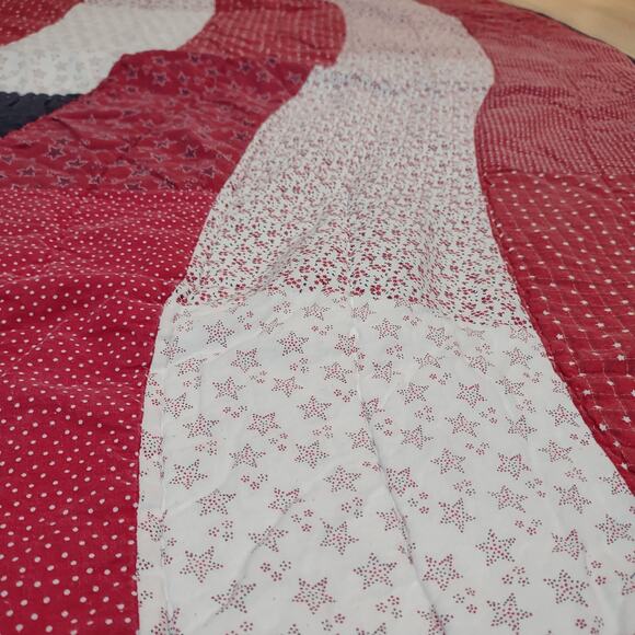 Patriotic Flag Quilt Red White Blue Stars Patchwork USA Home Decor Throw Rug USA - Picture 6 of 9